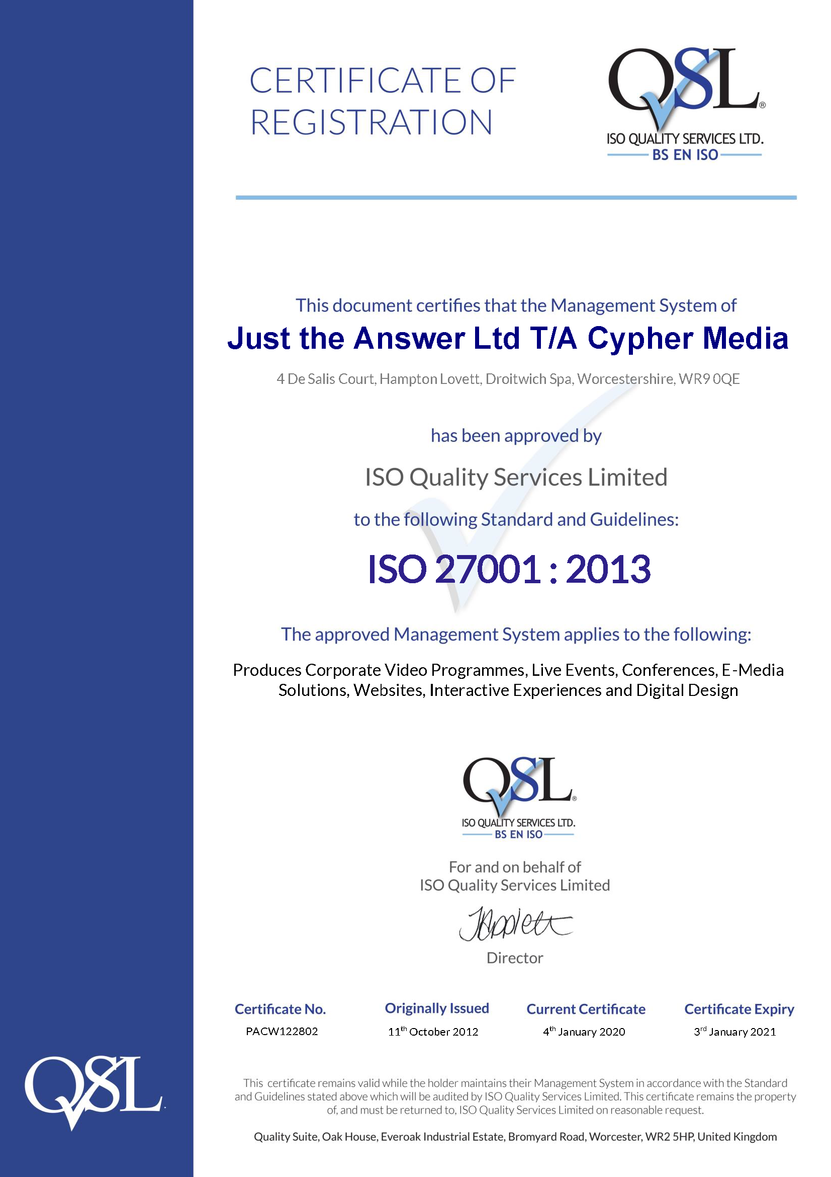 We're ISO 27001 re-certified!